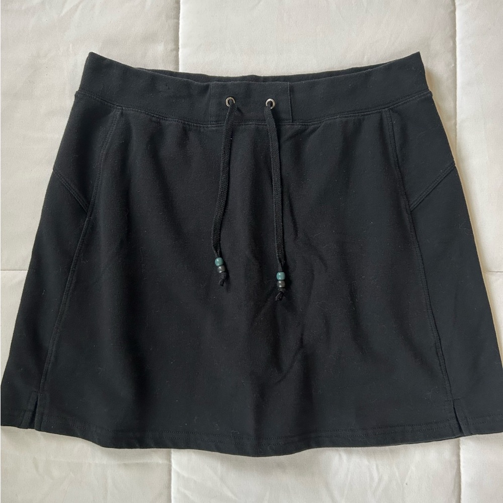 Y2K Green Tea Sporty Black Woven Stretch Drawstring Active Skort